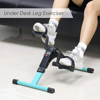 Folding Pedal Exerciser, Mini Exercise Bike Under Desk Bike Foot Pedal Exerciser, Foot Hand Cycle Portable Peddler Machine Bicycle Exerciser Arm Leg Exerciser While Sitting