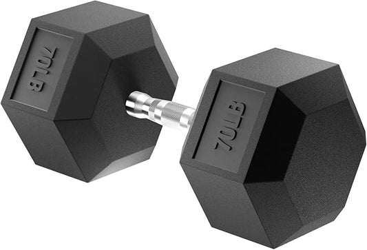 Hex Dumbbell Set, 3-100 lb Rubber Encased Exercise & Fitness Dumbbells, Weights Dumbbells Set of 2, Hand Weight for Strength Training (Single, Pair, Set)