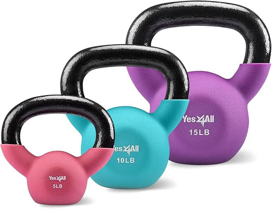 Yes4All Neoprene Coated/Adjustable Kettlebell & Kettlebell Sets - Hand Weights for Home Gym & Dumbbell Weight Set training