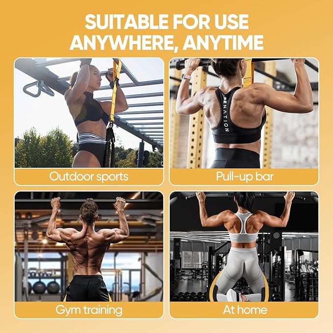 Pull Up Assistance Bands for Strength Training Pull Up Bar Adjustable and Replaceable Pull Up Assist Band with Fabric Feet Mats Pull-up Workout Bands