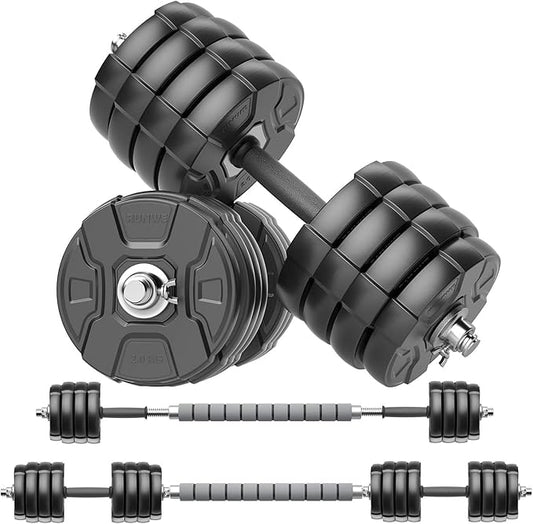 Heavy Adjustable Dumbbell Barbell Set - RUNWE 100 90 70 70 50 50 lb 1" Center 3-in-1 Adjustable