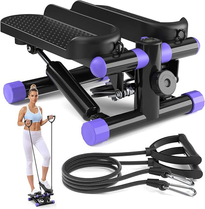 DAEYEGIM Steppers for Exercise, Stair Stepper with Resistance Bands, Mini Stepper with 300LBS Loading Capacity, Hydraulic Fitness Stepper with LCD Monitor