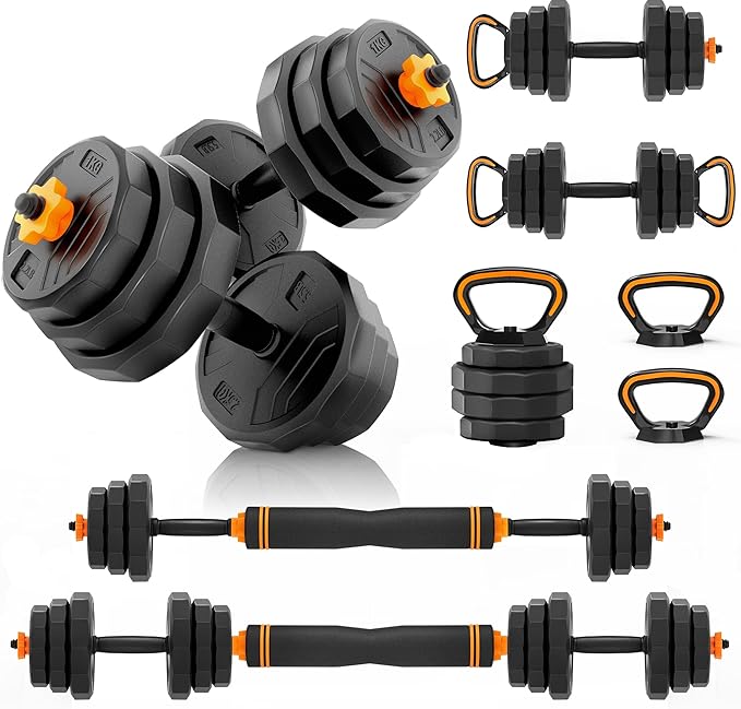 HTK Adjustable Weight Dumbbell Set - 4 in 1 Free Weight Set with Connecto (66LB (33LB Pair))