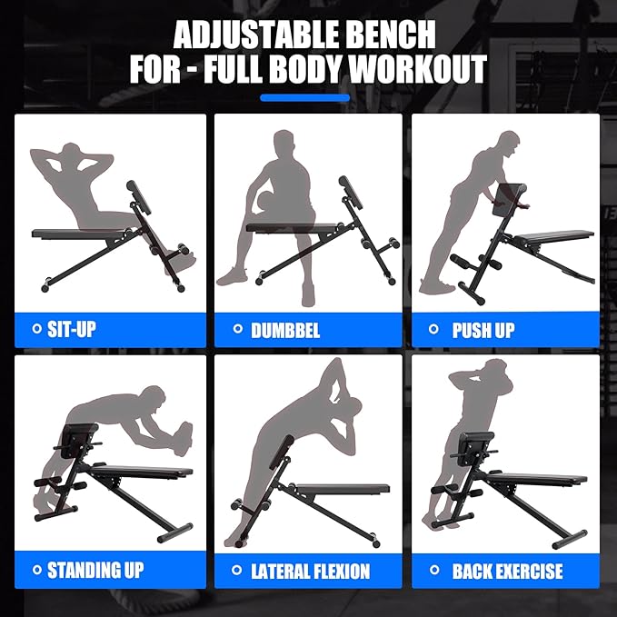 foldable Multi-Functional Weight Bench , Roman Chair, Adjustable Ab Sit up Bench,All-in-One Design for Home Gym,Max 440lbs…