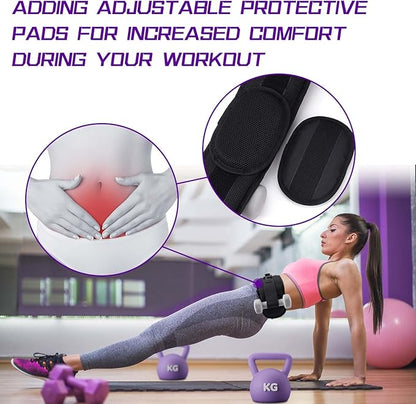 Hip Thrust Belt for Dumbbells Heavy with 2 Slip-Resistant Pads, Dumbbell Belt for Hip Thrust, Indoor and Outdoor Fitness, Easy to Use with Kettlebells, Plates, Hip Thrust Belt for Weights up to 100lbs