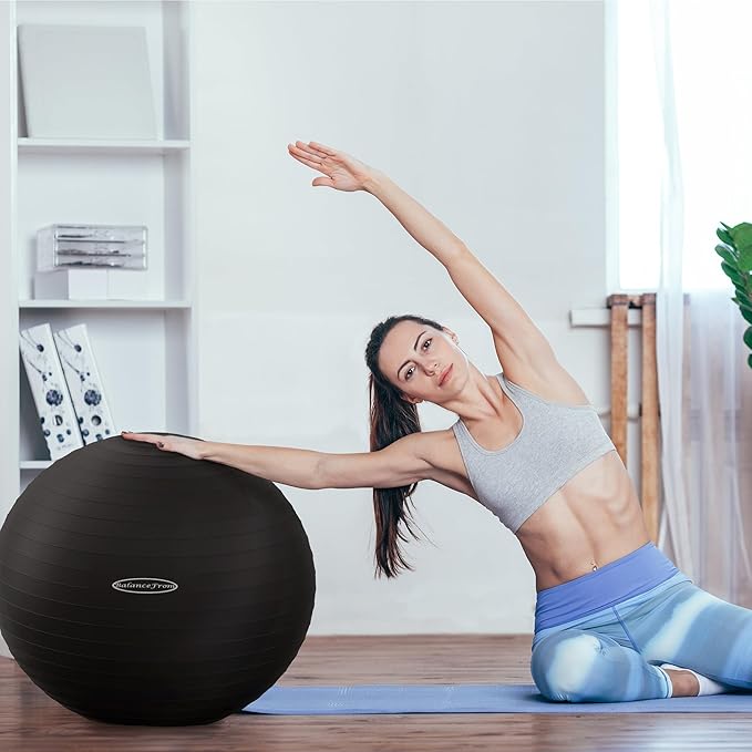 Anti-Burst and Slip Resistant Exercise Ball Yoga Ball Fitness Ball Birthing Ball with Quick Pump, 2,000-Pound Capacity, Multiple Colors and Sizes