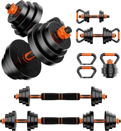 Adjustable Dumbbell Set 20LBS/50LBS/70LBS Free Weights Dumbbells,4 in1 Weight Set,Dumbbell, Barbell, Kettlebell, Push-up, Home Gym Fitness Workout Equipment for Men Women