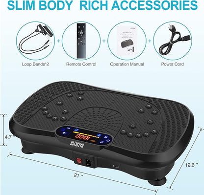 Vibration Plate Fitness Platform Exercise Machine Vibrating Shaking Full Body Shaker Workout Power Waver Vibrate Stand Shake Board Sport Gym for Weight Loss Fat Burner for Women Men