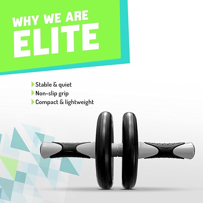 Elite Sportz Ab Roller Wheel - Gym & At Home Ab Workout Equipment with 2 Wheels to Exercise Core Abdominal Muscles - Strength Training Accessories for Abs﻿