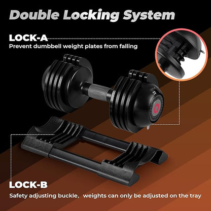 Adjustable Dumbbell Set 22LB/52LB: 5 Weight Options Dumbbell with Anti-Slip Metal Handle for Exercise & Fitness Fast Adjust Weight for Full Body Workout Fitness