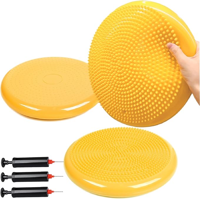 3-Pack Wiggle Seat Wobble Cushion with Pump, Stability Balance Disc for Core Strengthening, Exercise and Therapy, for Adults & Kids (8 Color)