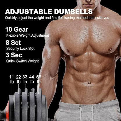 25/55 lbs Pair Adjustable Dumbbells Set