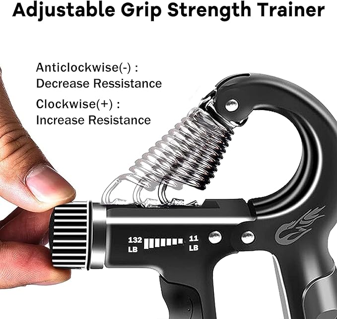 FLYFE Grip Strength Trainer, Plastic, 2 Pack / 5 Pack, 11-132 lbs, Forearm Strengthener, Hand Squeezer Adjustable Resistance, Hand Grip Strengthener for Muscle Building and Injury Recovery