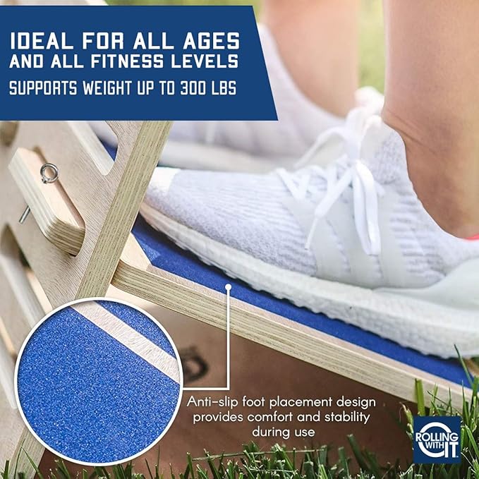 Professional Slant Board for Calf Stretching - Adjustable Wooden Incline Board - Increase Flexibility, Mobility, Pain Relief - Anti-Slip Design - Achilles - Fascia Stretcher - Tight Calves