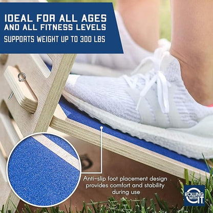 Professional Slant Board for Calf Stretching - Adjustable Wooden Incline Board - Increase Flexibility, Mobility, Pain Relief - Anti-Slip Design - Achilles - Fascia Stretcher - Tight Calves