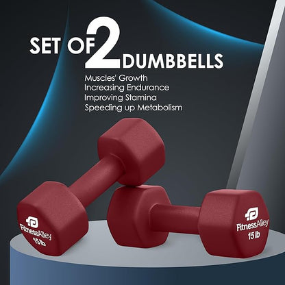 Neoprene Coated Workout Dumbbells set of 2 – Anti Roll, Non Slip with Smooth Grip Fitness & Exercise Dumbbells – Hexagon Shaped Hand Weights for Women & Men – Best Choice for Gyms & home use