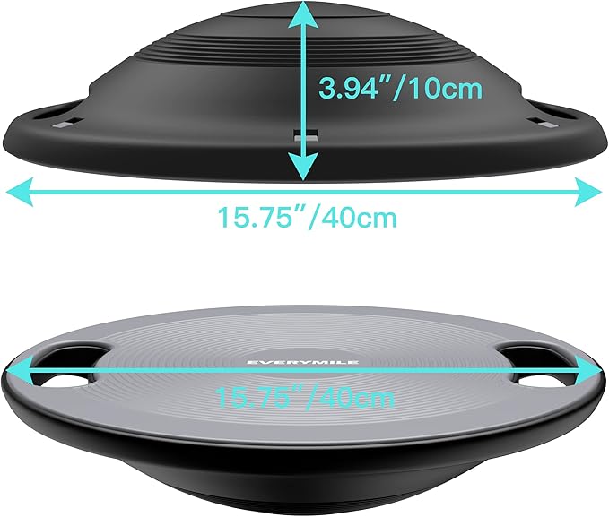 EVERYMILE Wobble Balance Board, Exercise Balance Stability Trainer Portable Balance Board with Handle for Workout Core Trainer Physical Therapy & Gym 15.7" Diameter No-Skid Surface