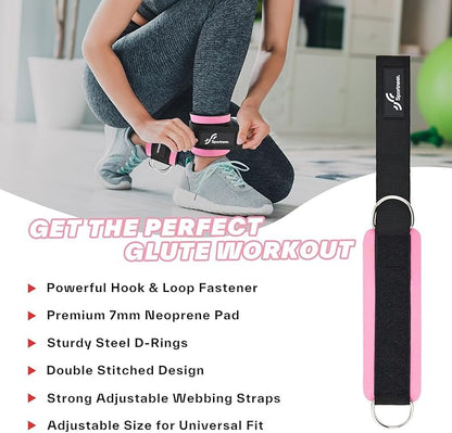 Sportneer Ankle Strap for Cable Machine: Adjustable Ankle Straps (Pair) for Leg Extensions, Booty Hip Abductors, Kickbacks, Glute Workouts in Home and Gym