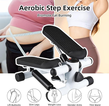 Lixada Stair Stepper for Exercises, Mini Stepper with Resistance Band & LCD Monitor, Gym Fitness Stair Stepping Exercise Equipment Stepper Machine for Home Workout, Legs Arm Full Body Training