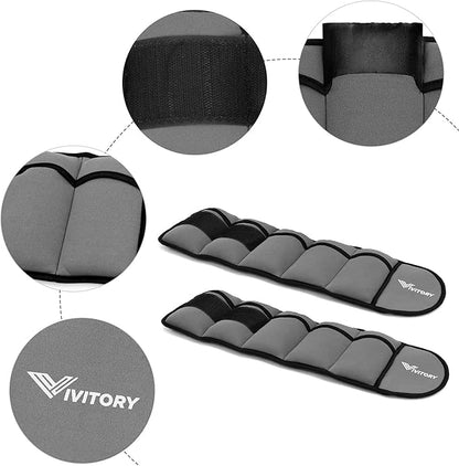 Vivitory Adjustable Ankle Weights for Women & Men, Leg Weights 2 to 10 Lbs, Arm Weights, Ankle Wrist Weights Set for Strength Training, Jogging, Gymnastics, Aerobics, Physical Therapy