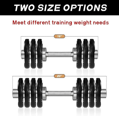 RITFIT 16”/20” Olympic Dumbbell Handles Pair of 500lbs Capacity Loadable Dumbbell Bars with Collars for 2” Olympic Weight Plates Adjustment Perfect for Strength Training in Home Gym