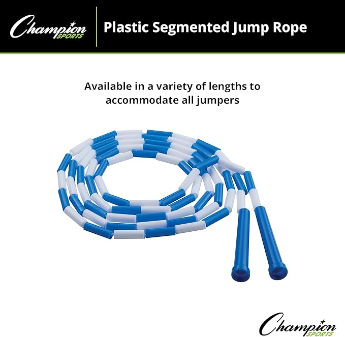 Champion Sports Classic Plastic Segmented Beaded Jump Ropes - Phys. Ed, Gym, Fitness and Recreational Use, In a Variety of Lengths for Kids to Adults