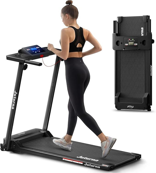 Portable Folding Treadmill, 3.0 HP Foldable Compact Treadmill for Home Office with 300 LBS Capacity, Walking Running Exercise Treadmill with LED Display White