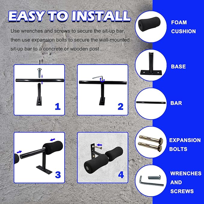 Wall Mounted Sit Up Bar Nordic Hamstring Curl Machine