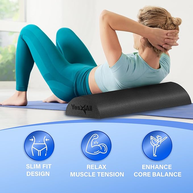 Yes4All Soft-Density Half PE 12/18/ 24/36 inch Foam Rollers for Muscle Massage, Yoga Core Exercise & Physical Therapy