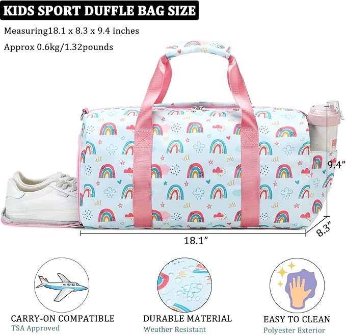 JIANYA Duffle Bag for Girl Athletic Bag for Sport Girls Gym Bag with Shoe Compartment Carry On Travel Bag