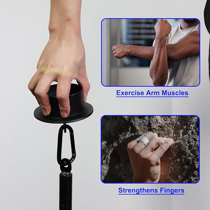 J Bryant Metal Pinch Grip with Carabiner, Round Pinch Block Grip for Rock Climbing Forearm Finger Strength Training, Home Gym Hand Pinching Power Strengthener Equipment