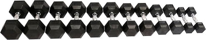 Signature Fitness Premium Rubber Coated Hex Dumbbell Weight Set, Multiple Packages