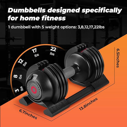 Adjustable Dumbbell Set 22LB/52LB: 5 Weight Options Dumbbell with Anti-Slip Metal Handle for Exercise & Fitness Fast Adjust Weight for Full Body Workout Fitness