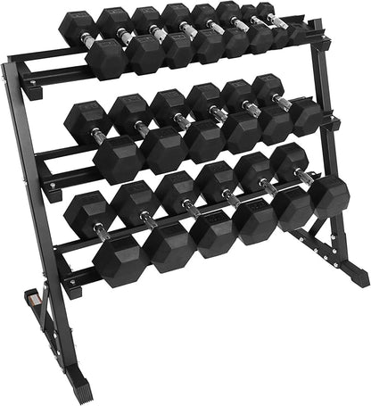 Signature Fitness Premium Rubber Coated Hex Dumbbell Weight Set