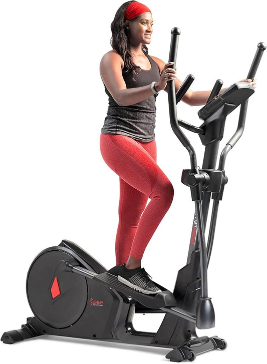 Sunny Health & Fitness Programmable 16 Electro-Magnetic Elliptical Cross Trainer Exercise Machine, Full-Body Cardio Equipment w/ 24 Pre-Built Workouts, 330LB Capacity,Optional Bluetooth w/SunnyFit App