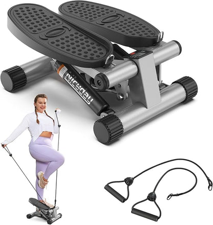 Niceday Steppers for Exercise, Stair Stepper with Resistance Bands, Mini Stepper with 300LBS Loading Capacity, Hydraulic Fitness Stepper with LCD Monitor