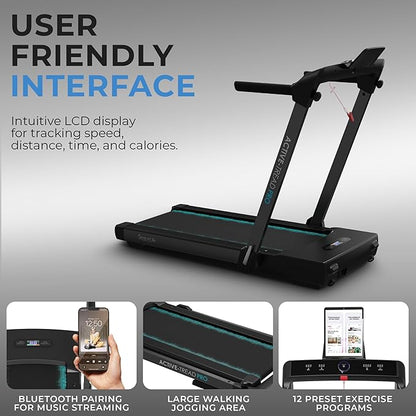 SereneLife Foldable 2 in1 Treadmill & Walking Pad with Remote Control, Compact Under Bed, 2.5 HP, App Support, Easy Assembly and Storage, for Walking or Jogging, 265lbs Capacity