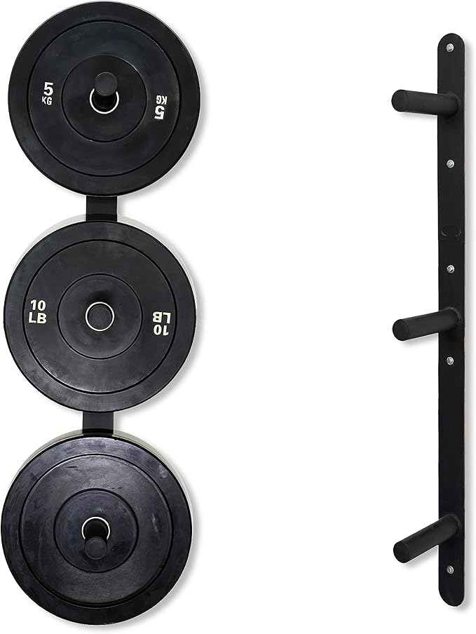 Signature Fitness Weight Plate Storage Rack, Weight Plate Holder Wall Mounted Bumper Plate Storage for Home Gym, Fit 2" Olympic Plates