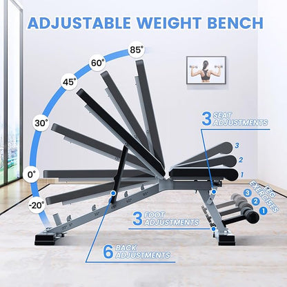 Adjustable Weight Bench Professional Utility Heavy Duty Workout Bench Incline Decline Flat Multi-Purpose Bench Press