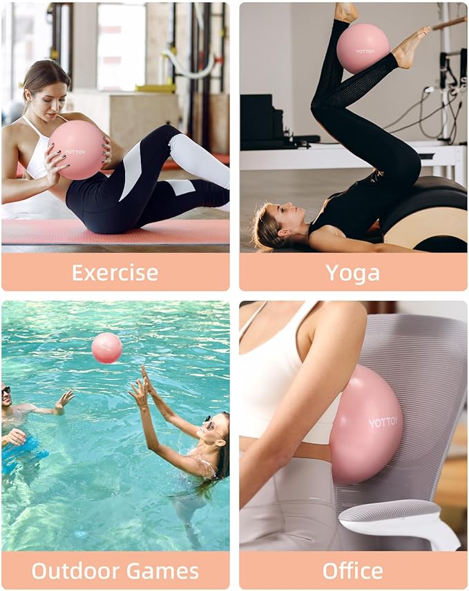 Pilates Ball, 10-inch Exercise Ball with Anti-Burst Technology for Stability, Stability Ball for Yoga, Pilates, Physical Therapy, Home Gym and Office Fitness Equipment