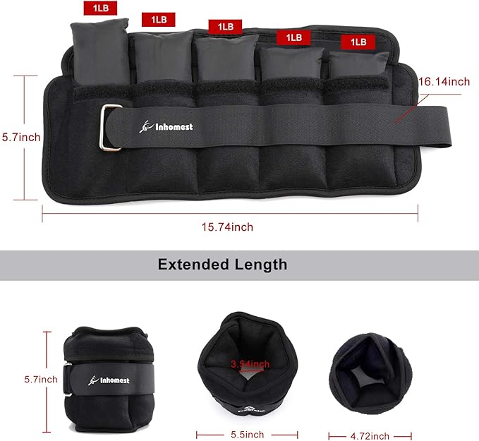 Adjustable Ankle Weights 1-5/10/12 Lbs Leg Weights for Men Women,Wrist Ankle Weights for Physical Therapy,Yoga Pilates,Workout,Walking,Jogging