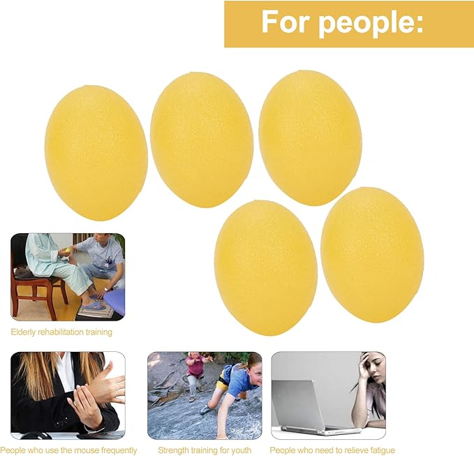 Sonew 5pcs Silicone Grip Ball Egg-Shaped Wrist Exercise Massage Ball Fitness Rehabilitation Grip Ball