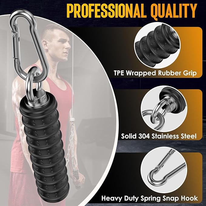 Tricep Rope LAT Pull Down Attachment, Gym Handle for Cable, Gym LAT Pulldown Cable Machine Pulley System Accessory, DIY Workout Equipment for Home Gym