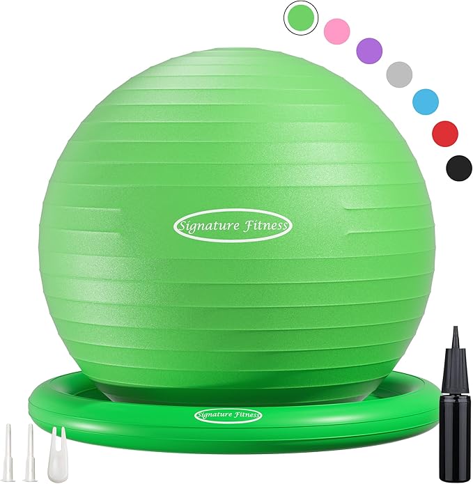 Anti-Burst and Slip Resistant Exercise Ball Yoga Ball Fitness Ball Birthing Ball with Quick Pump, 2,000-Pound Capacity, Multiple Colors and Sizes