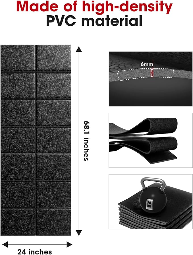 Foldable Treadmill Mat for Carpet, Exercise Equipment Mat for Home Fitness, Folding and Regular High Density PVC Floor Protector, Save Home Space, Reduce Noise and Vibration