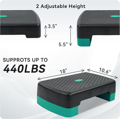 Workout Aerobic Stepper Step Platform with 2 Risers