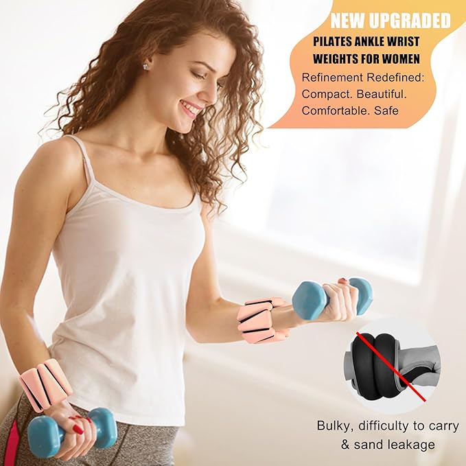 Adjustable Wearable Wrist Weights for Women and Man - Ankle Weights, Set of 2 (1lb Each) for Enhanced Training | Perfect for Yoga, Dance, Barre, Pilates, Cardio, Aerobics, and Walking