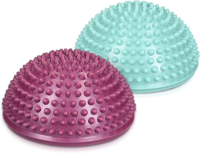 Navaris 2X Hedgehog Balance Pods - Set of 2 Spiky Fitness Domes for Sports, Foot Massage, Stability Training, Balancing in Multiple Colors