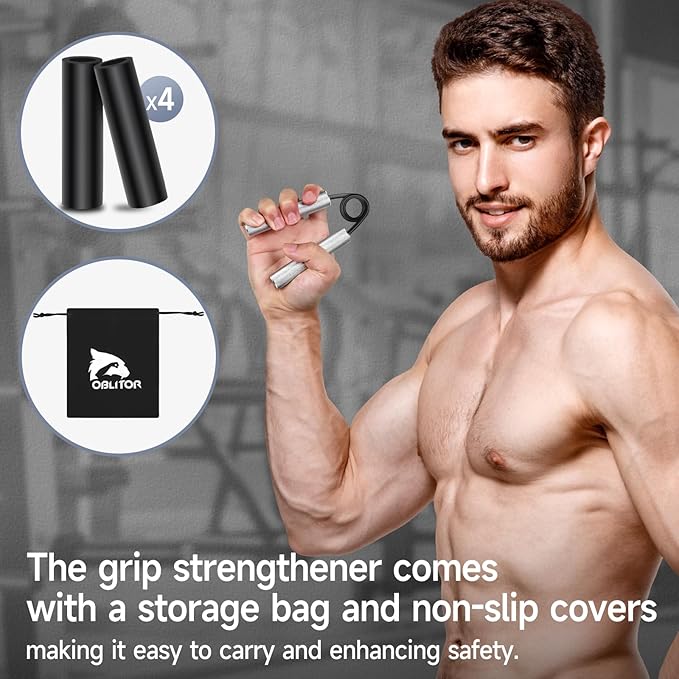 Hand Grip Strength Trainer 4 Pack 50LB-200LB Hand Exerciser Gripper Forearm Finger Strengthener Non-Slip Suitable for Hand Rehabilitation Finger Strength Training, Muscle Building, Home Gym