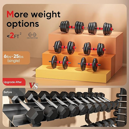 Adjustable Dumbbells, 10/20/30/45/70/90lbs Free Weight Set with Connector, 4 in1 Dumbbells Set Used as Barbell, Kettlebells, Push up Stand, Fitness Exercises for Home Gym Suitable Men/Women